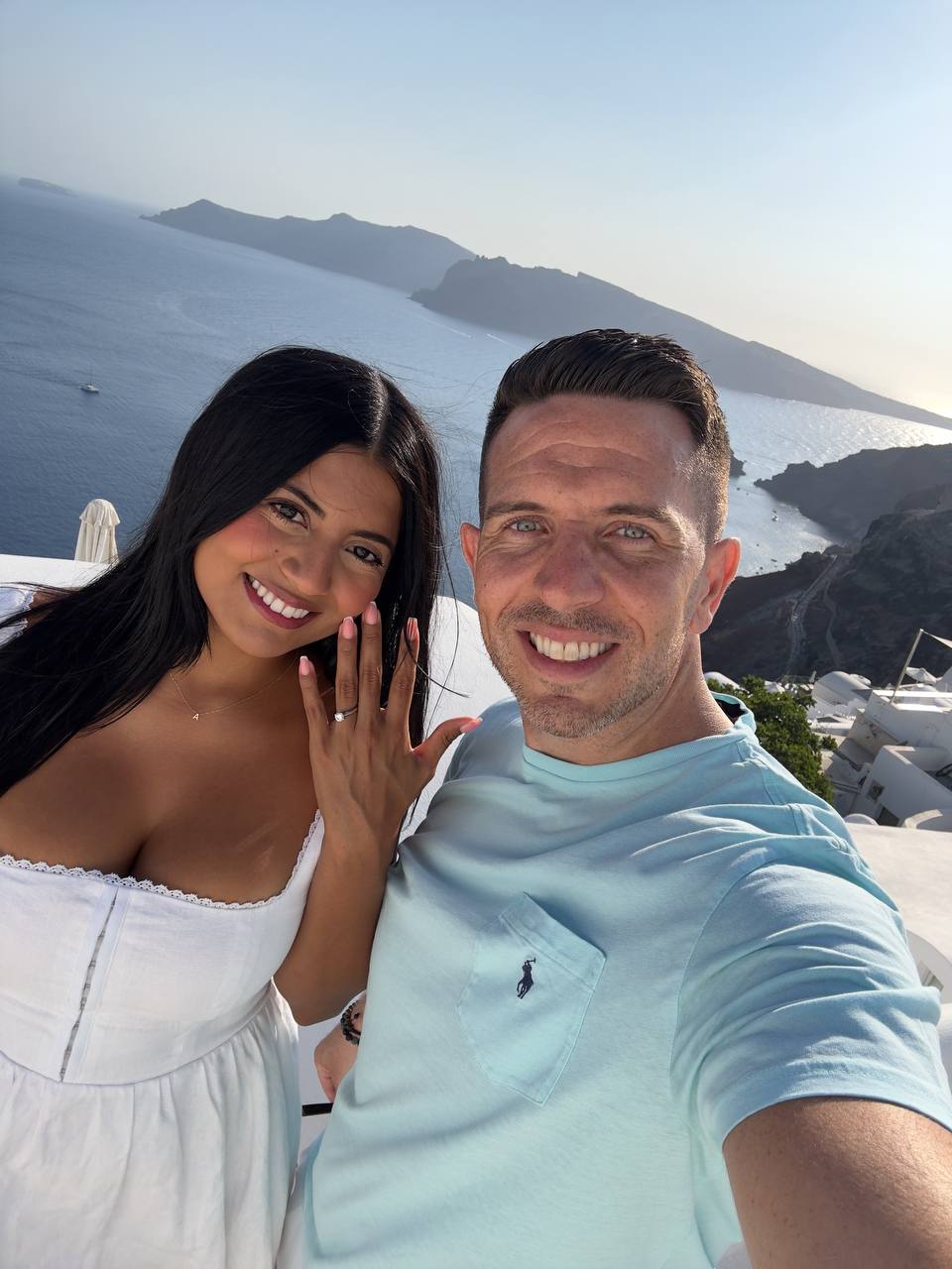 Larissa and Aidan in Santorini, the ring